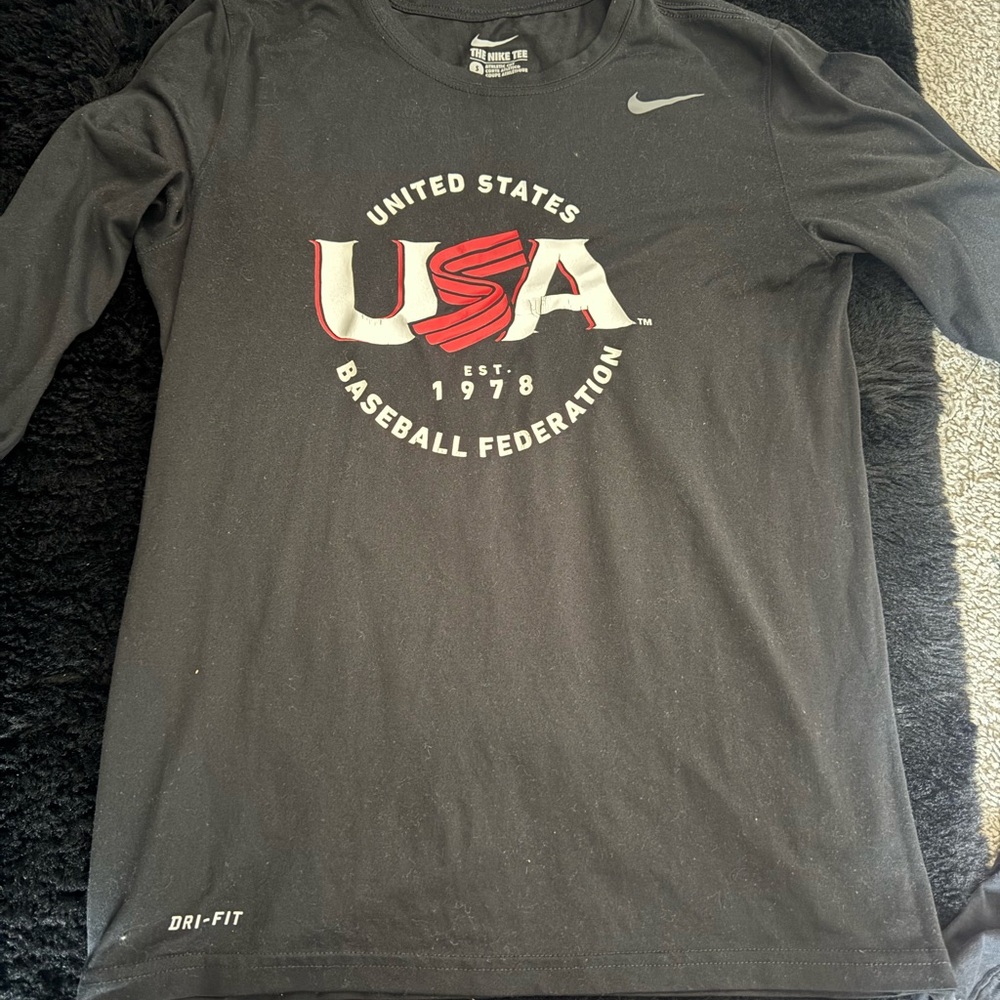 Nike Men's Black Long Sleeve USA Baseball Tee